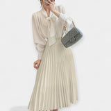 Hosszú pliszírozott selyem szoknya