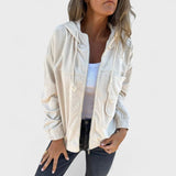 Pavla - Bársony kabát kapucnival és cipzárral