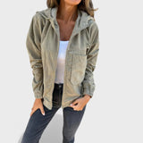 Pavla - Bársony kabát kapucnival és cipzárral