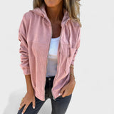 Pavla - Bársony kabát kapucnival és cipzárral