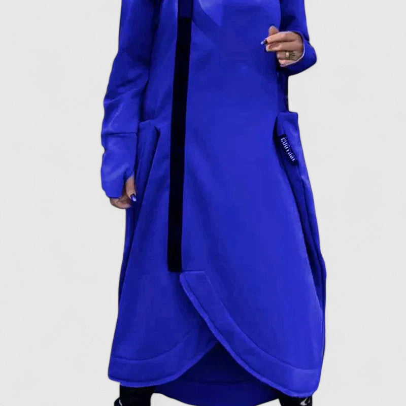 MARIE - Hosszú kabát kapucnival és cipzárral