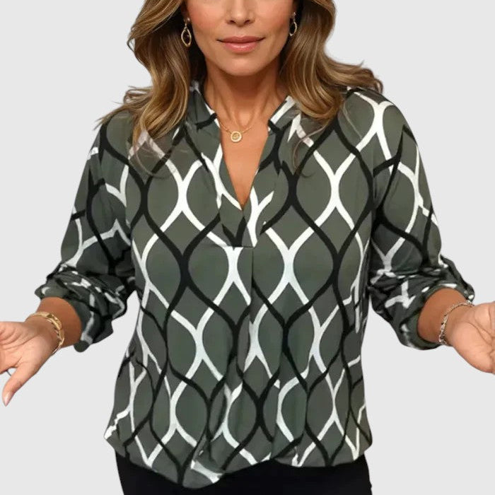 Noor – Grafikus mintás blúz