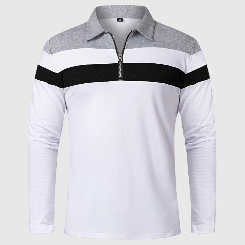 Ábel - Elegáns pulóver cipzárral és csíkokkal